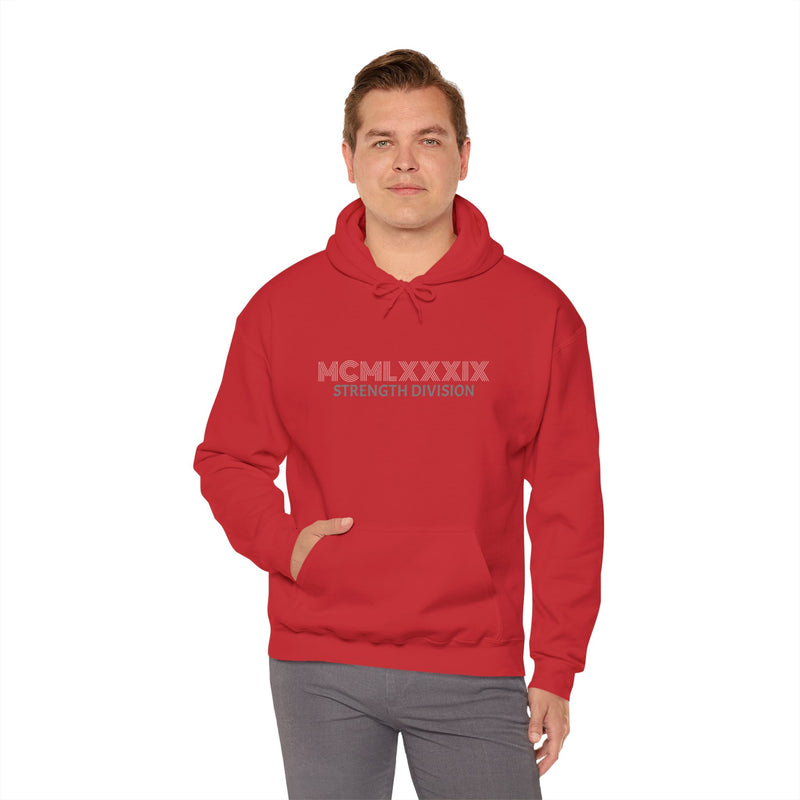 Hoodie - Minimal 'MCMLXXXIX Strength Division' & 'Sarcasm University' Graphic Hoodie