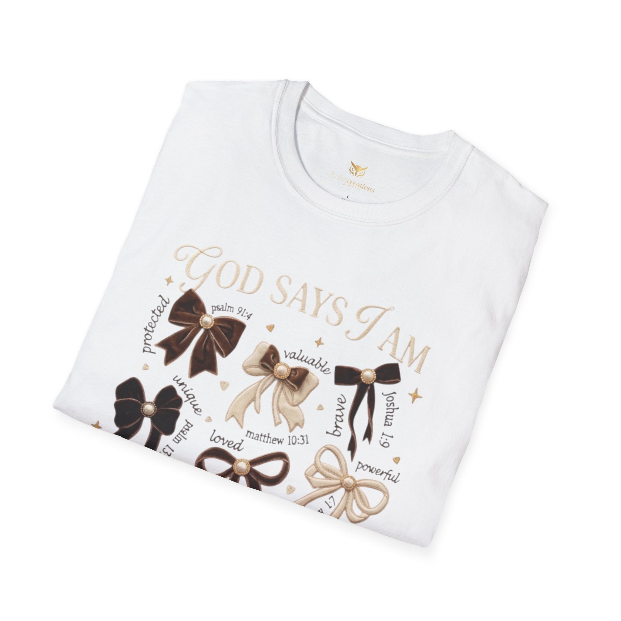 Bow Collection T‑Shirt — "God Says I Am" Inspirational Graphic Tee