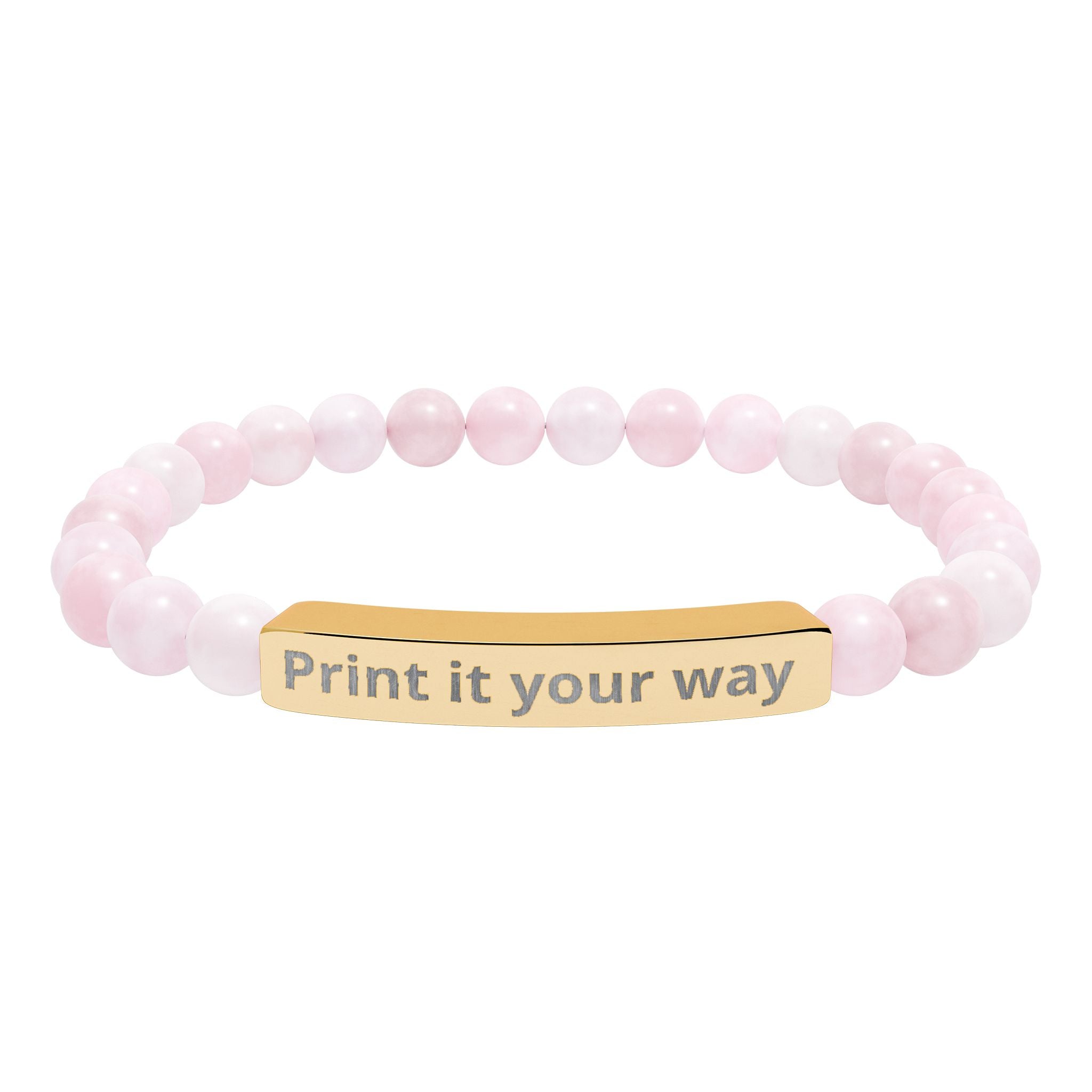 Engravable Natural Stone Beaded Bar Bracelet — Personalized Stretch Bracelet