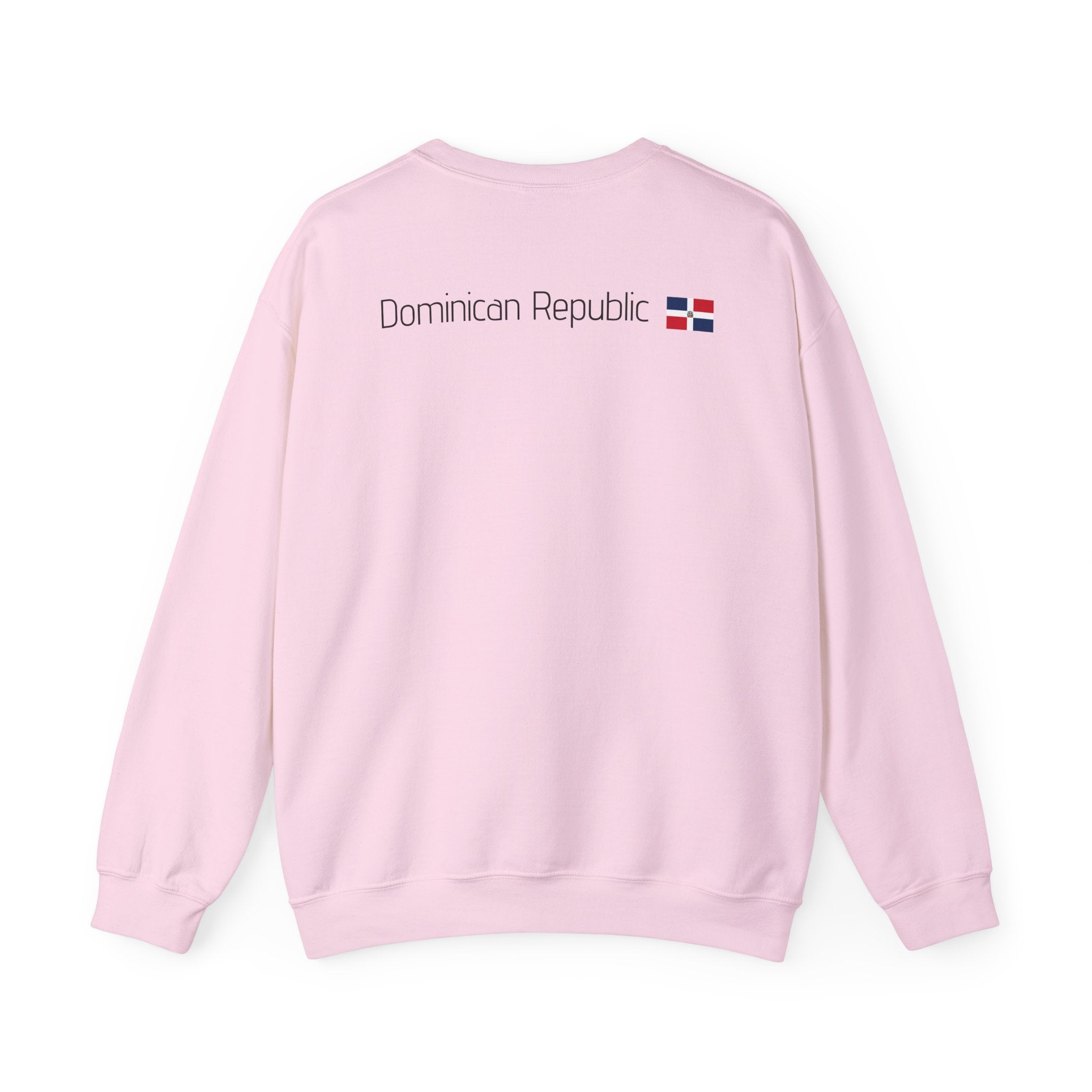 Dominican Republic Outline Crewneck Sweatshirt — DR Map Graphic, Back Text & Flag