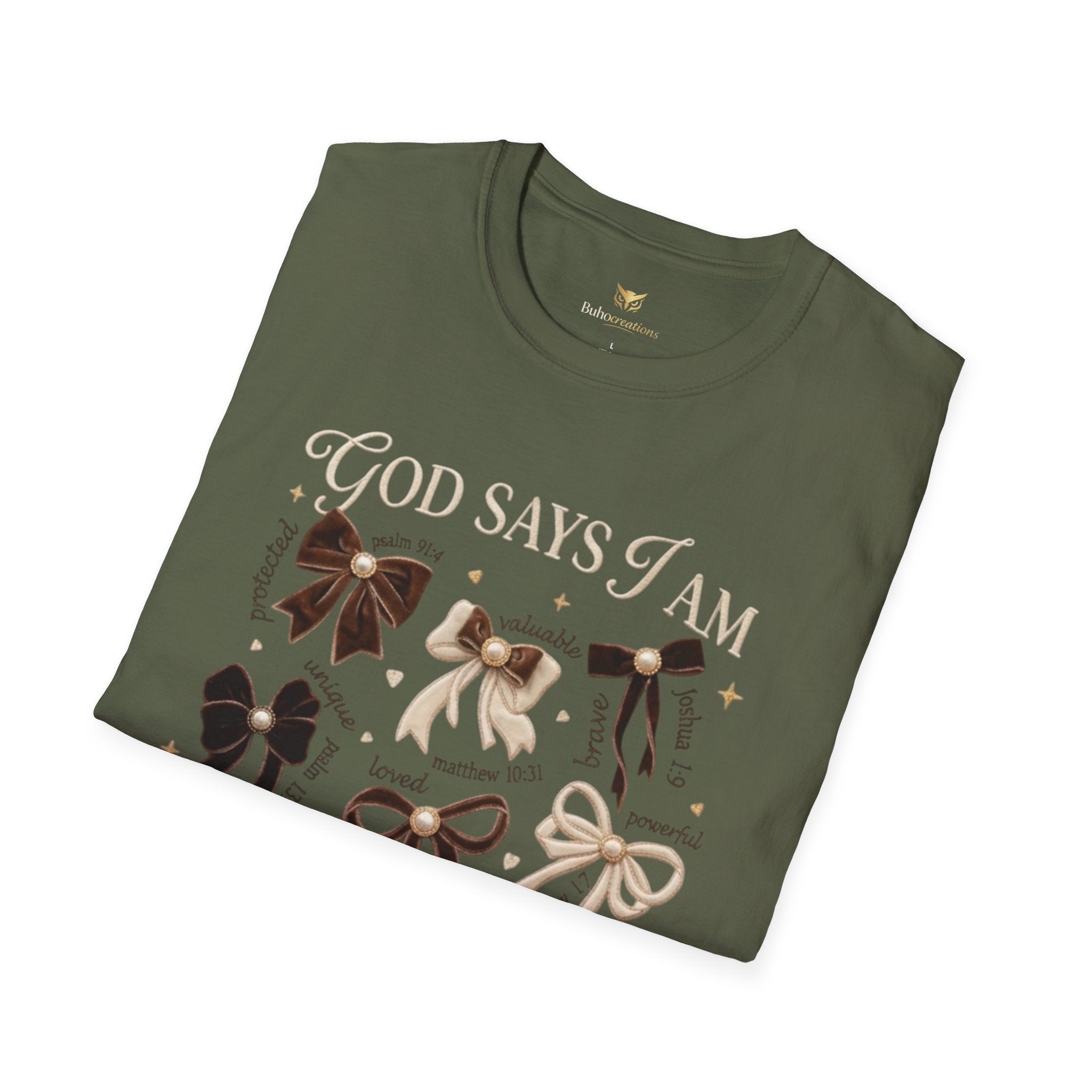 Bow Collection T‑Shirt — "God Says I Am" Inspirational Graphic Tee