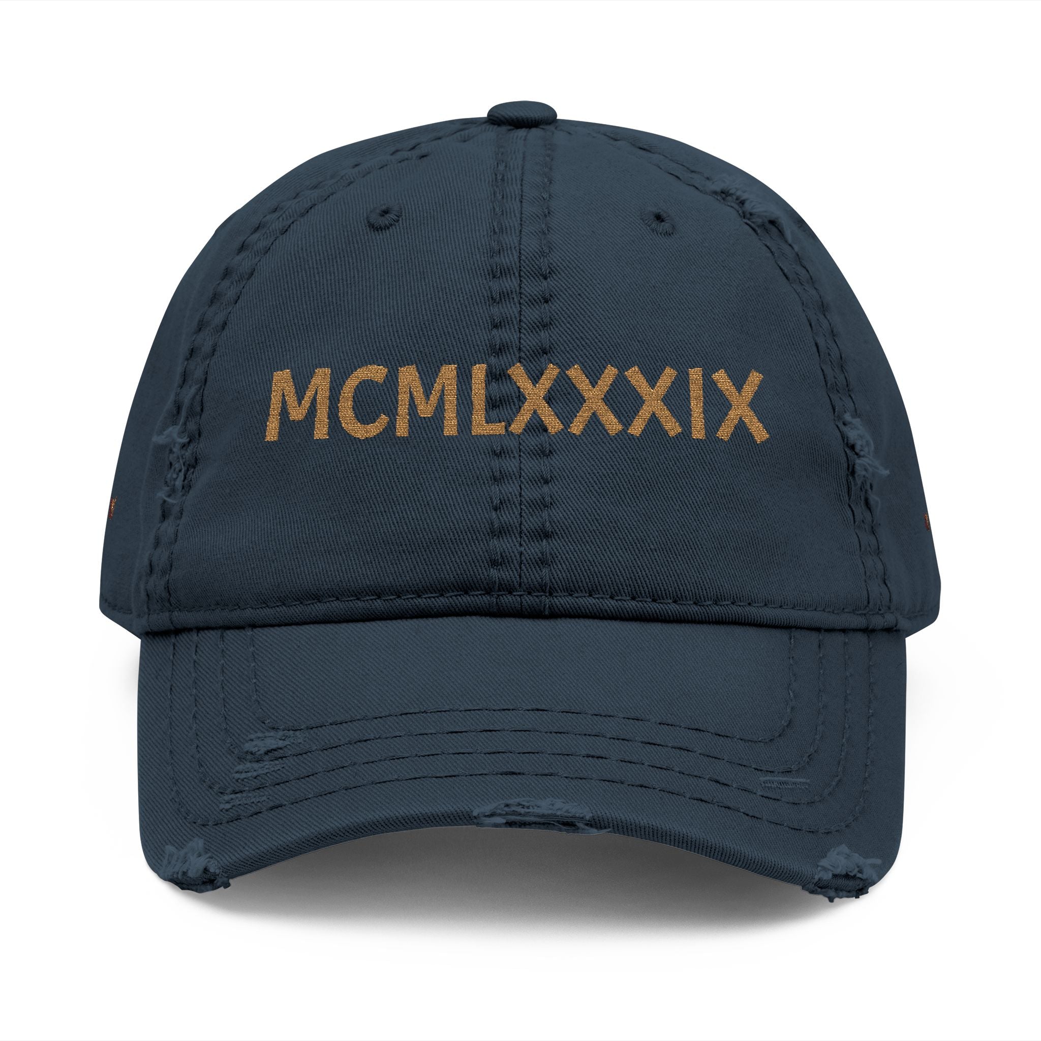 Embroidered Distressed Dad Hat – MCMLXXXIX (1989) Vintage Baseball Cap
