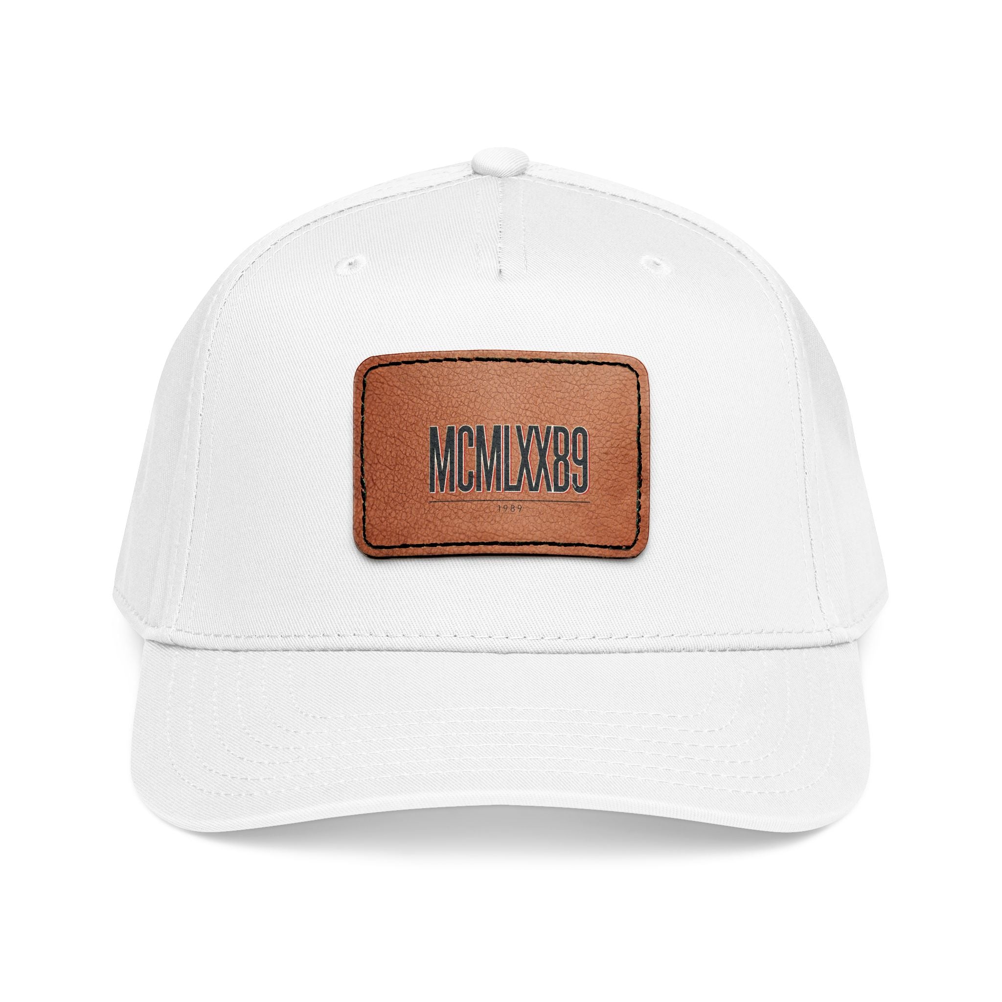 Leather Patch Baseball Cap — MCMXLX89 Vintage Roman Numeral Hat