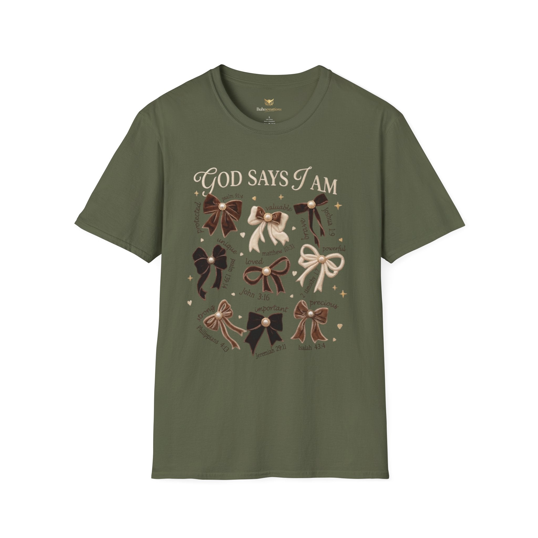 Bow Collection T‑Shirt — "God Says I Am" Inspirational Graphic Tee