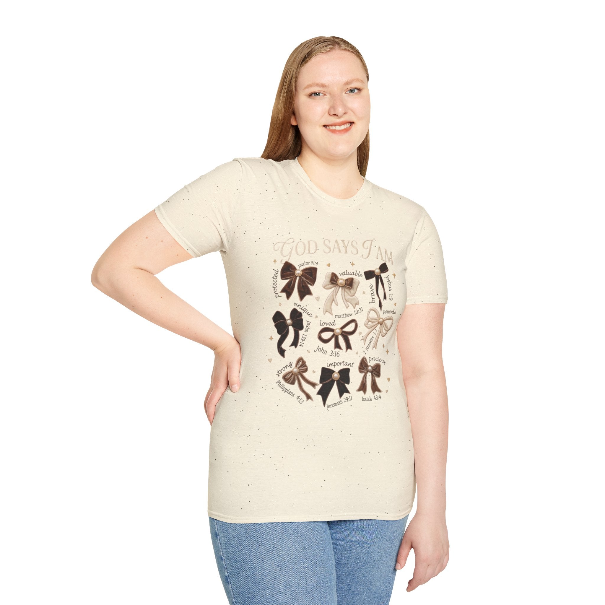 Bow Collection T‑Shirt — "God Says I Am" Inspirational Graphic Tee
