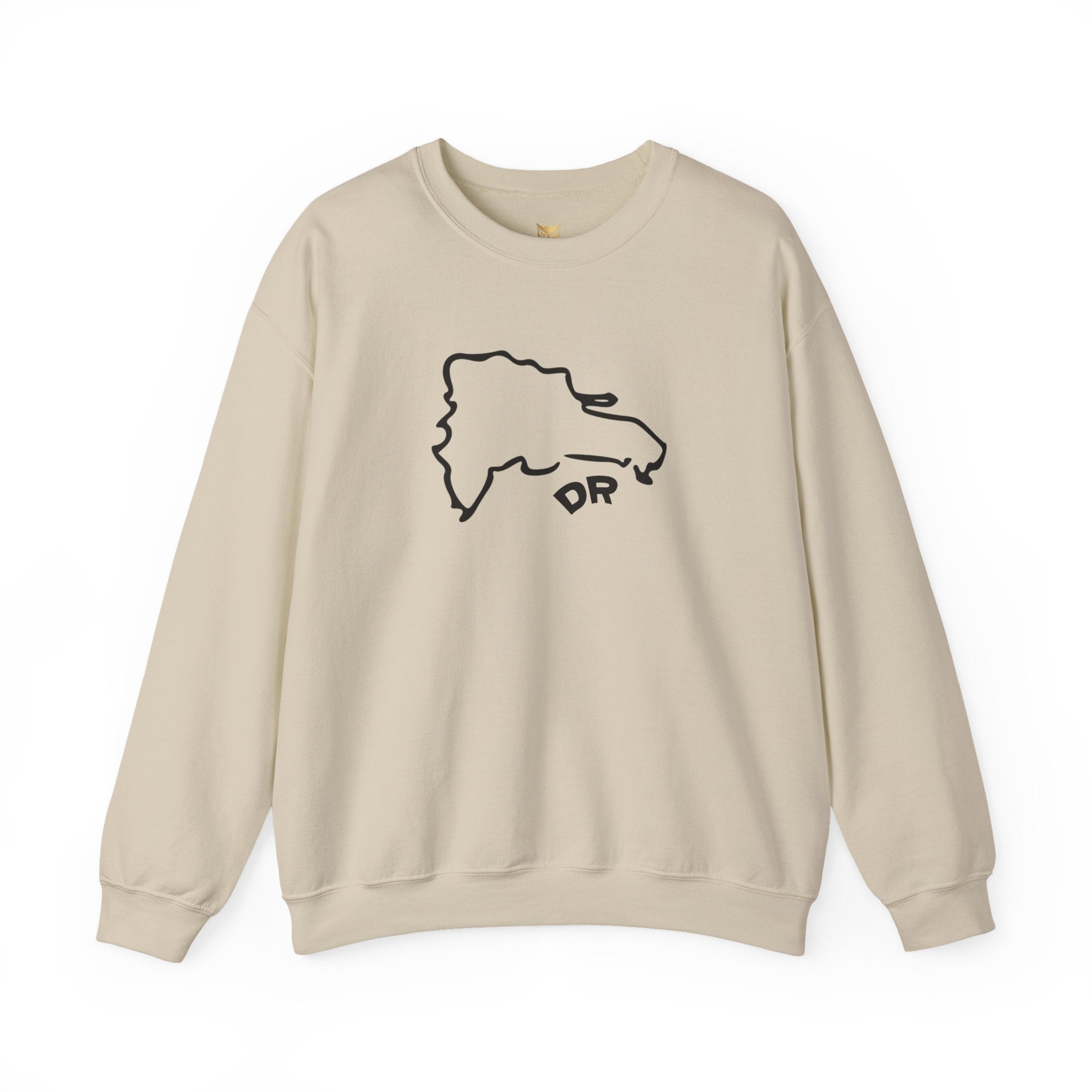 Dominican Republic Outline Crewneck Sweatshirt — DR Map Graphic, Back Text & Flag