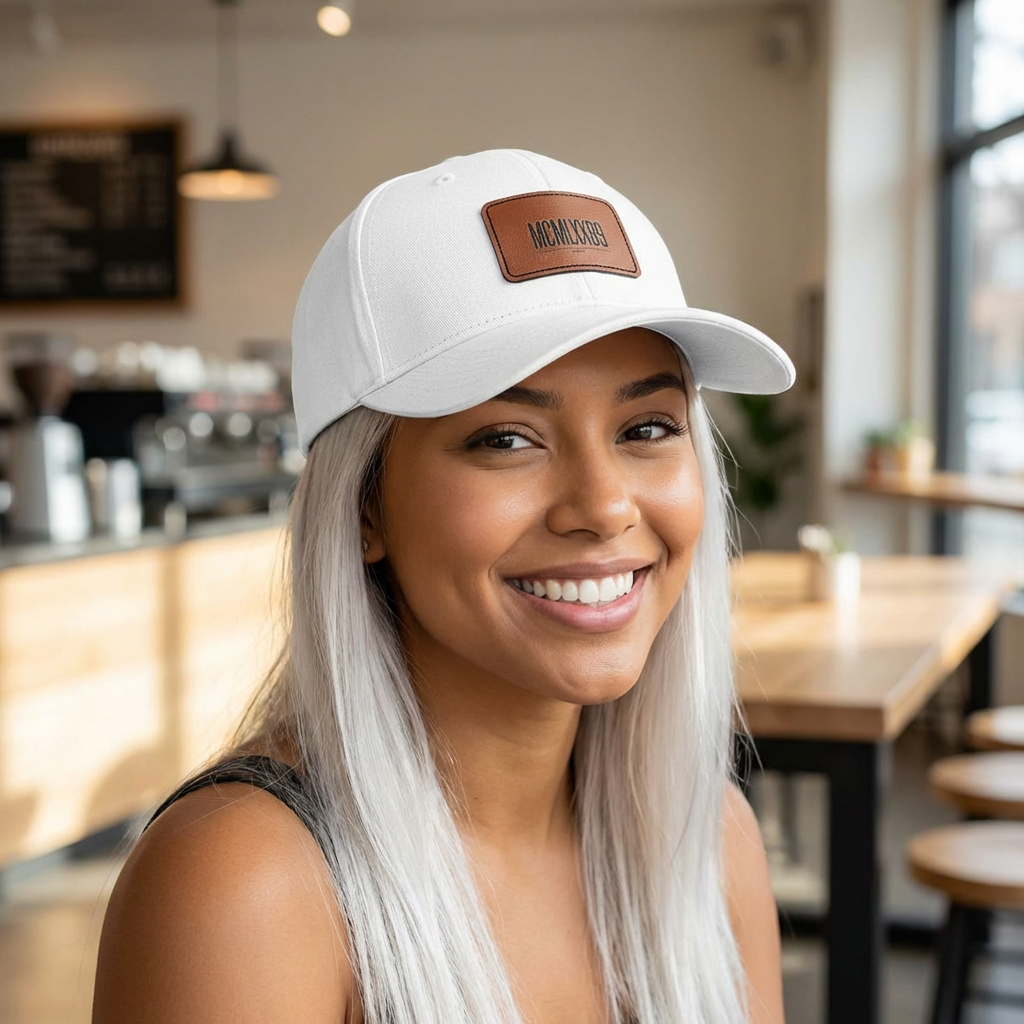 Leather Patch Baseball Cap — MCMXLX89 Vintage Roman Numeral Hat