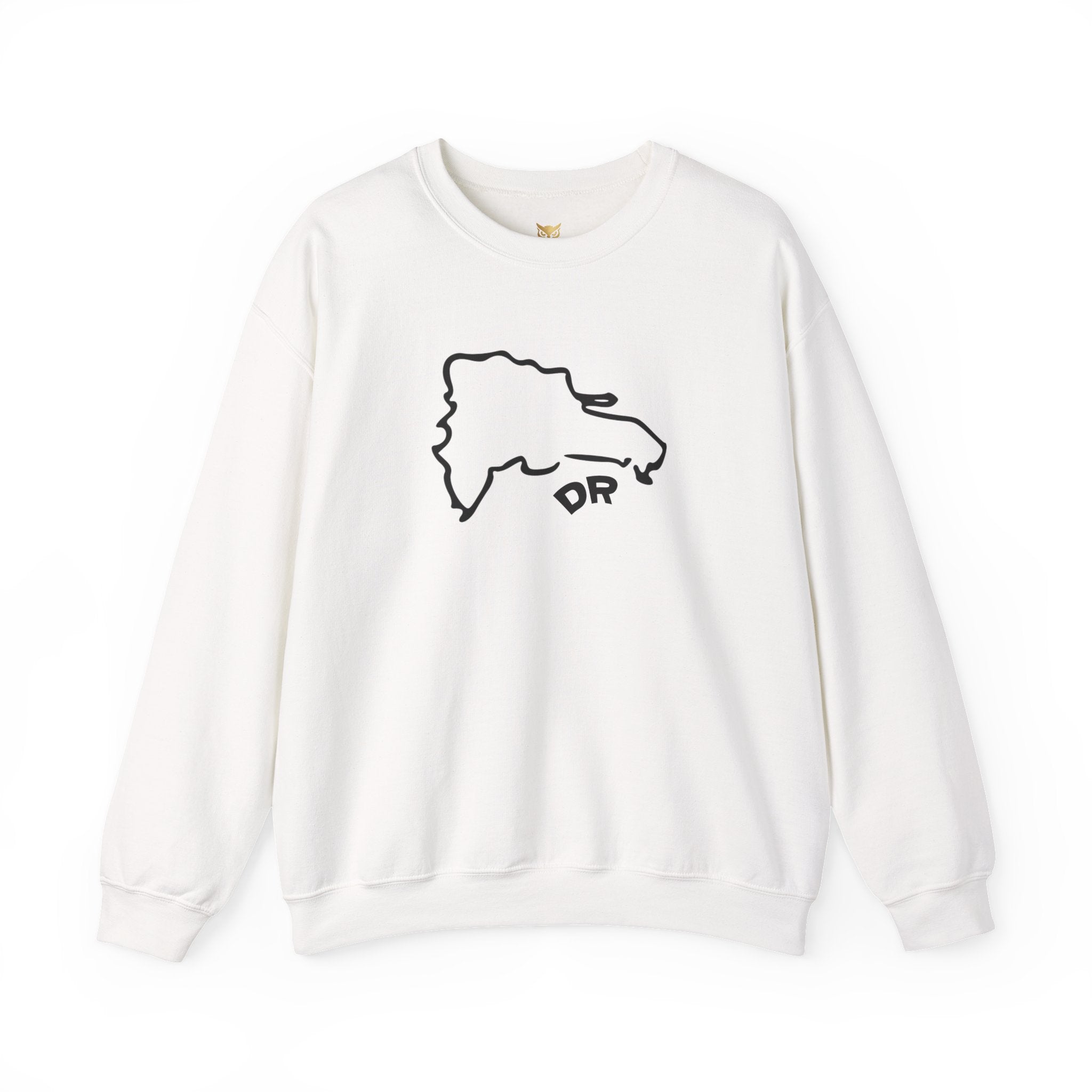 Dominican Republic Outline Crewneck Sweatshirt — DR Map Graphic, Back Text & Flag