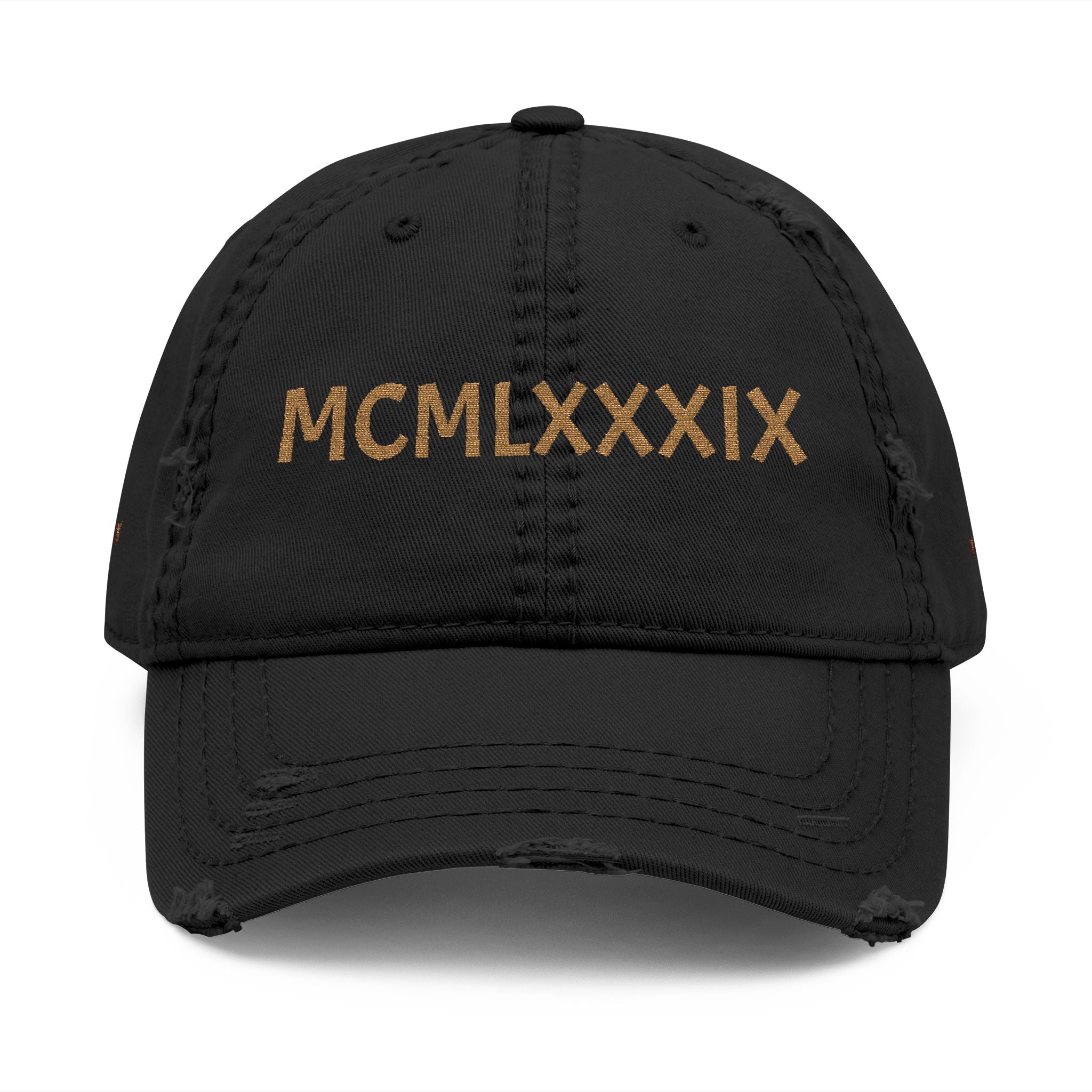 Embroidered Distressed Dad Hat – MCMLXXXIX (1989) Vintage Baseball Cap