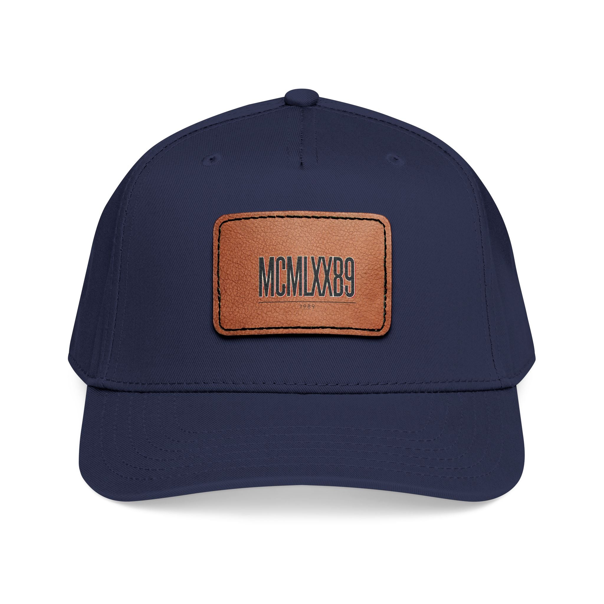Leather Patch Baseball Cap — MCMXLX89 Vintage Roman Numeral Hat
