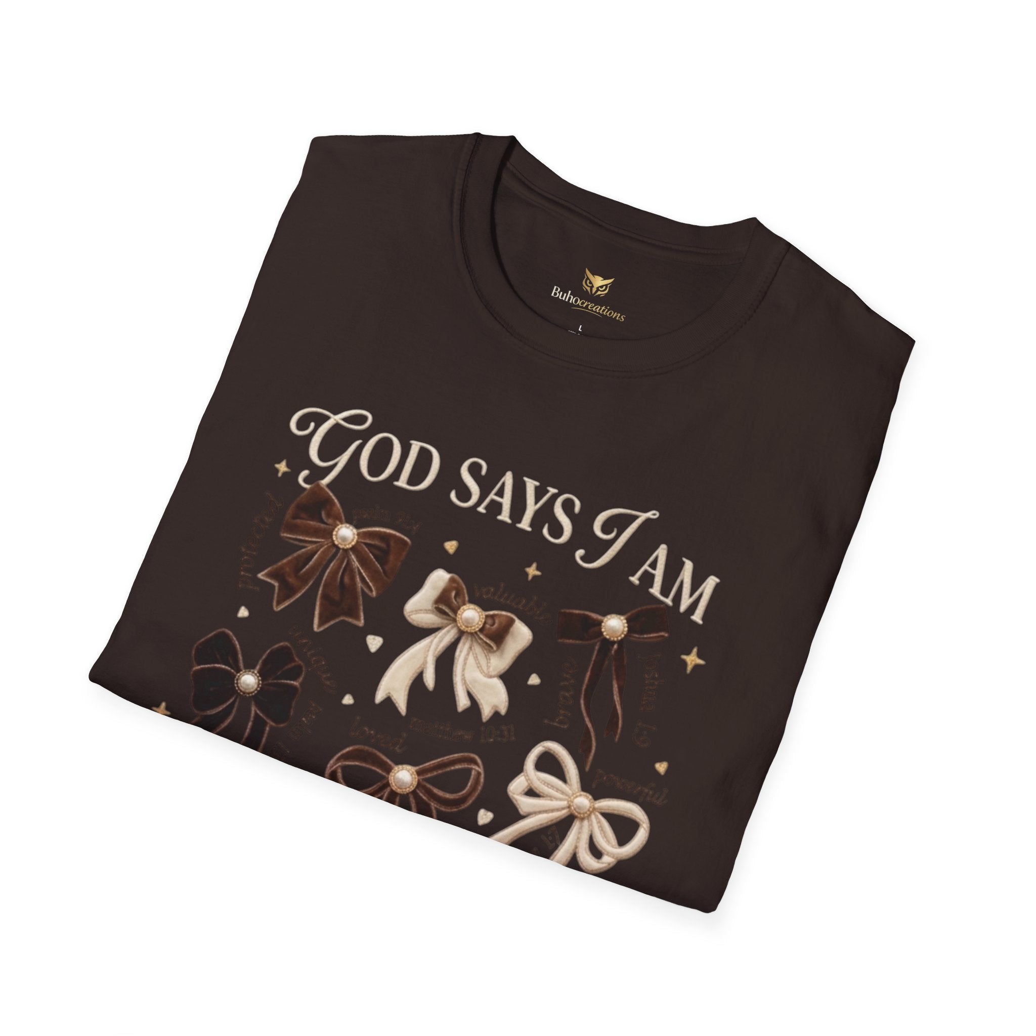 Bow Collection T‑Shirt — "God Says I Am" Inspirational Graphic Tee
