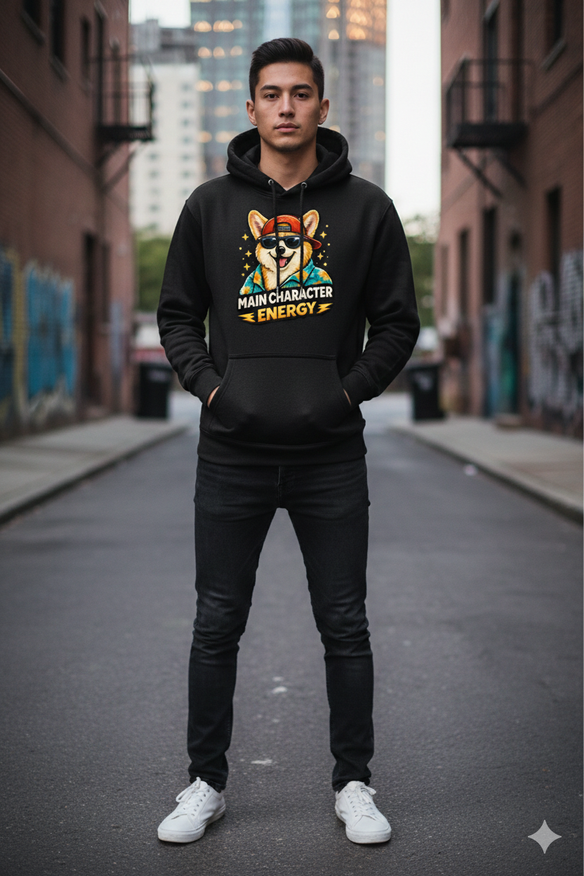 Corgi Summer Vibes Hoodie — "Energy" Animal Squad Graphic